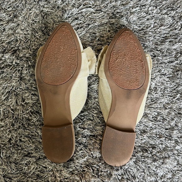JustFab Creamy/gold Linen Slide-on Pointed Flats - Picture 4 of 4
